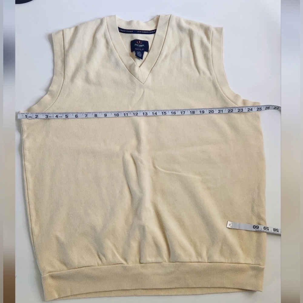 Ivy Crew Golf Men's XXL Pale Yellow V-Neck Sweater Vest - 100% Cotton